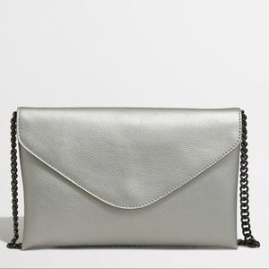 J. Crew Silver Leather Envelope Clutch